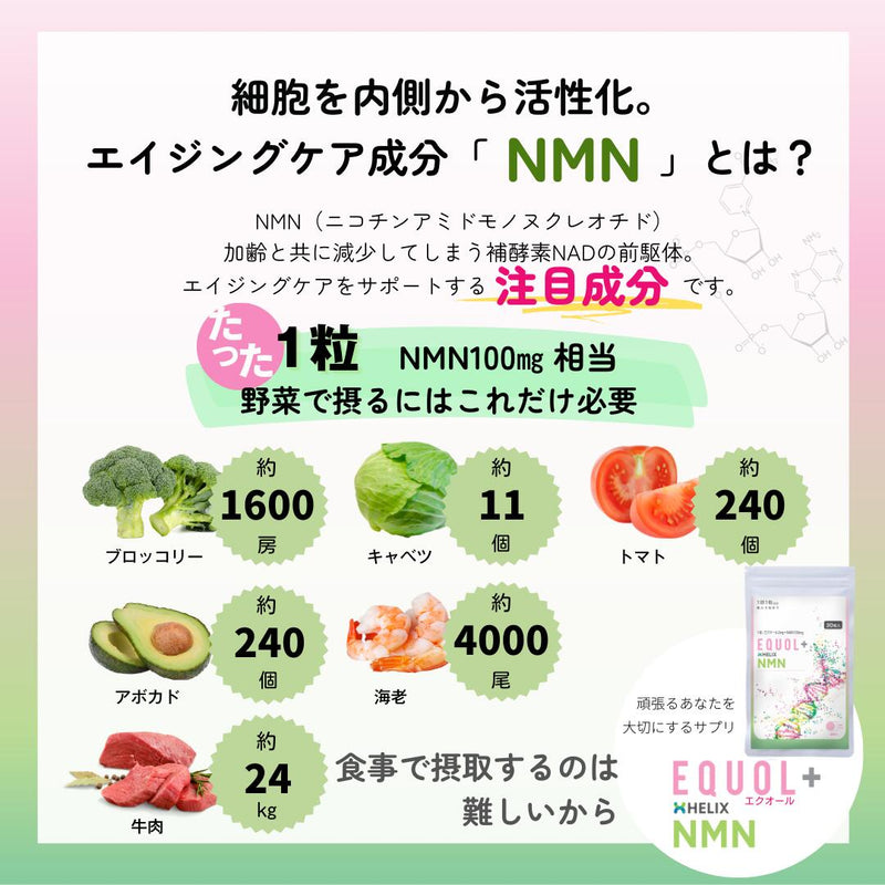 エクオール+NMNで、オトナ女子の1日を美と健康で満たす エクオール ＋ NMN サプリメント(30日分)